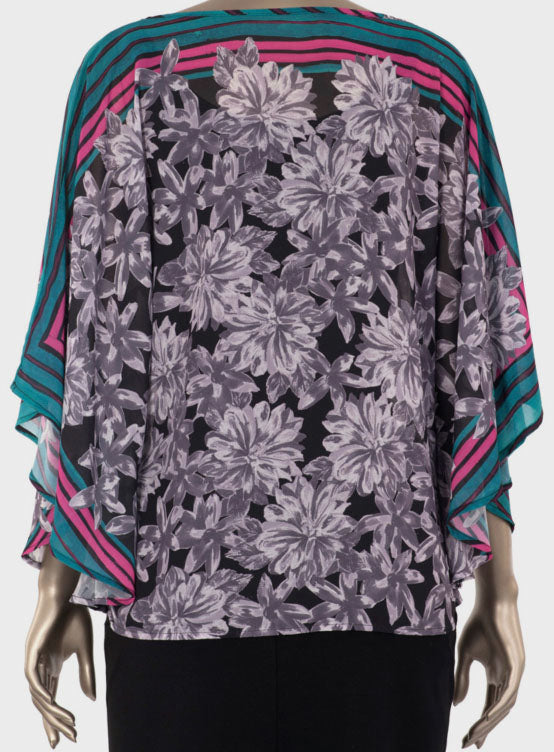 Kabuki Floral Print Poncho Top