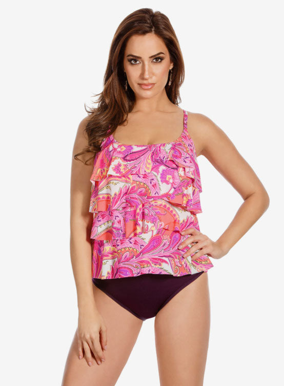Persian Garden Tiering Up Soft Cup Tankini Top