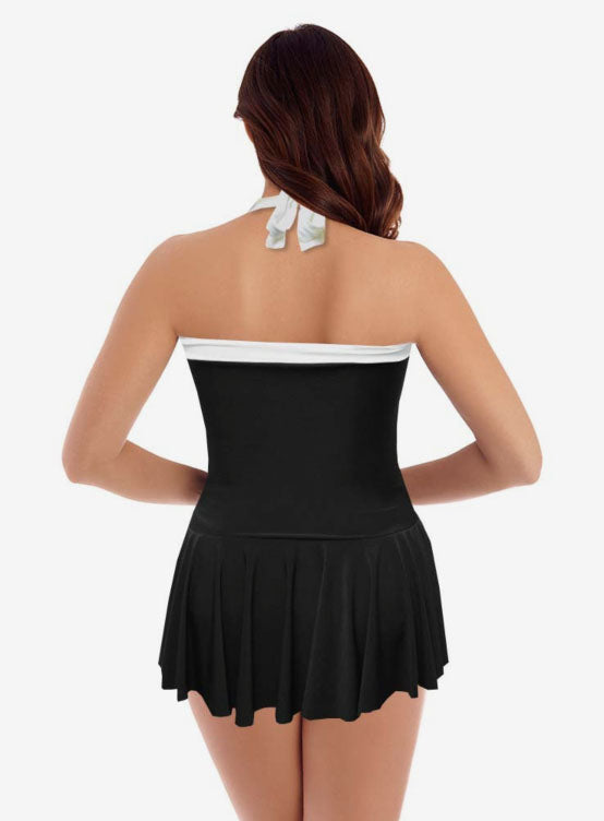 Colorblock Halter 2PC Swimdress