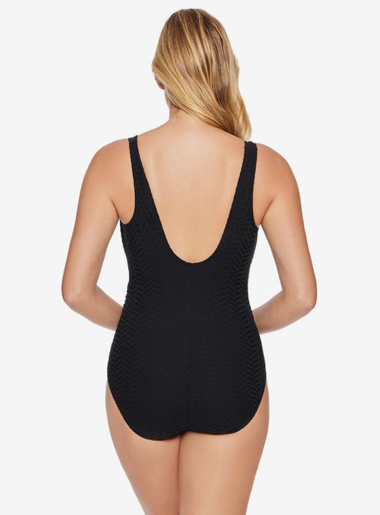 Half Moon Texture Faux Surplice Tank