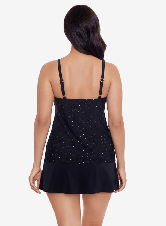 Night Stars Faux Ruffle Long Torso Skirtini W/Pockets