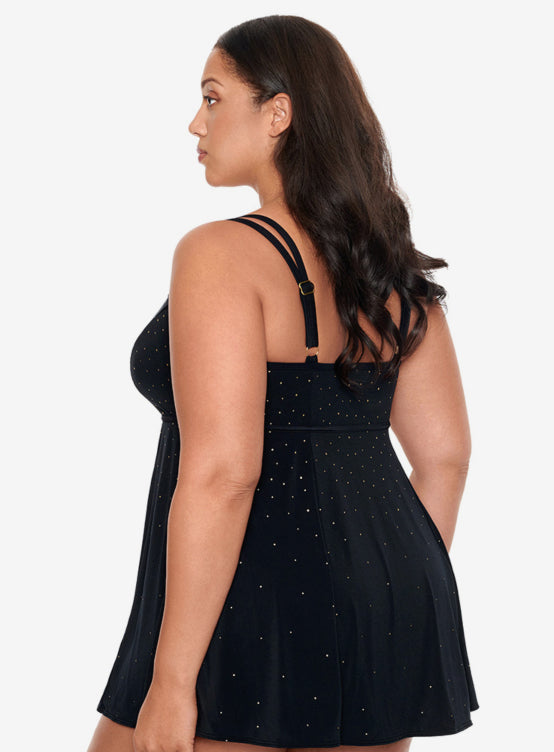 Women's Plus Night Stars Long Torso Princess Seam Swimdress