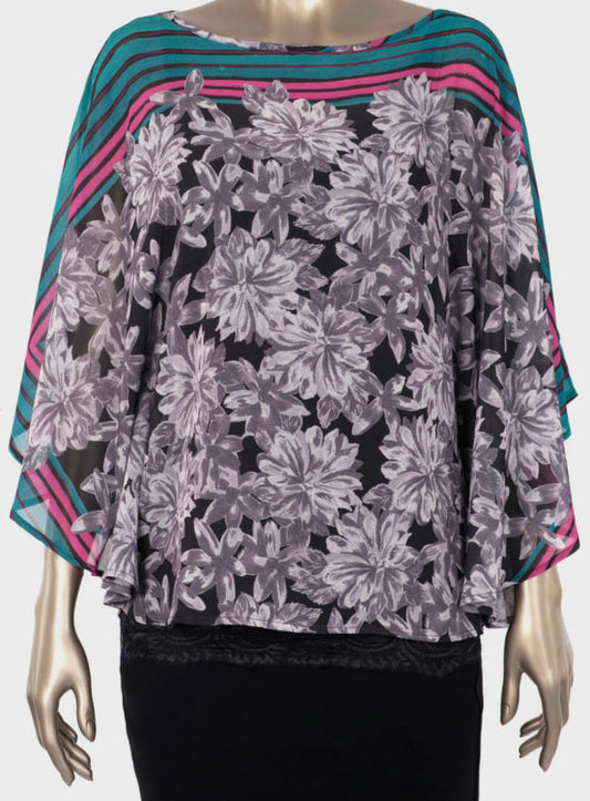 Kabuki Floral Print Poncho Top