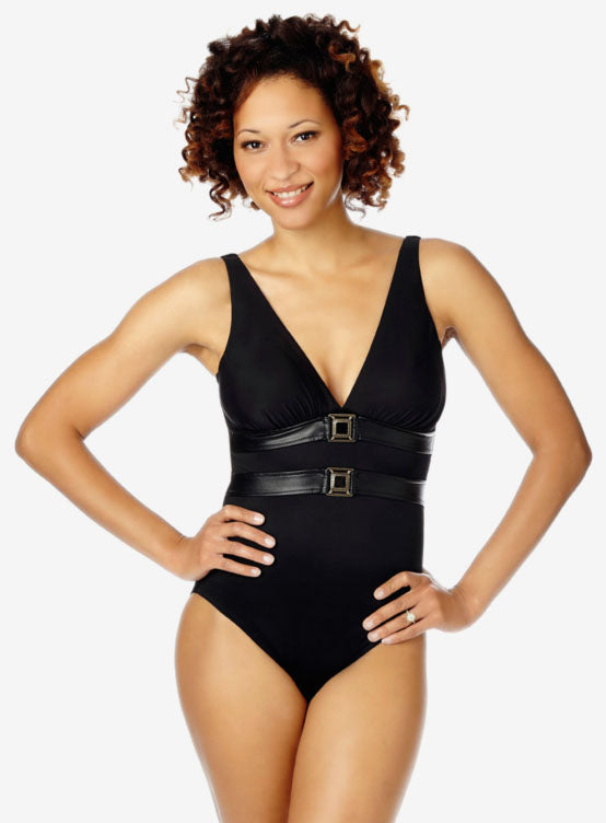 Solid Sunbelts Tummy Control One Piece Swimsuit