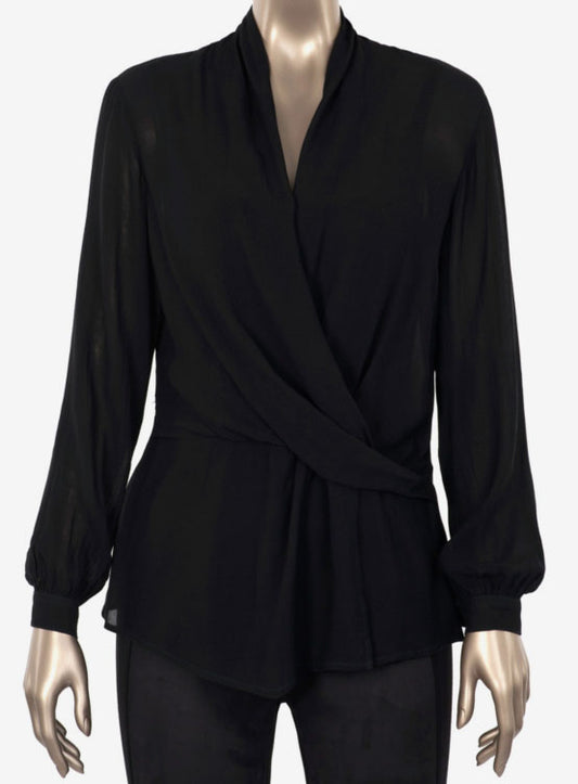 Riley Solid Wrap Front Blouse