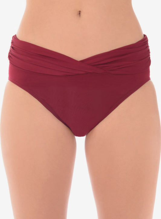 Solid Mid Ride V-Kini Tummy Control Swim Bottom