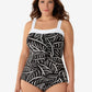 Women's Plus Solitaire Leaf Square Neck One Piece Swimsuit
