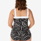 Women's Plus Solitaire Leaf Square Neck One Piece Swimsuit