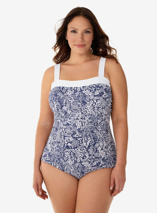 Women's Plus Lace Odyssey Square Neck Soft Cup Swimsuit