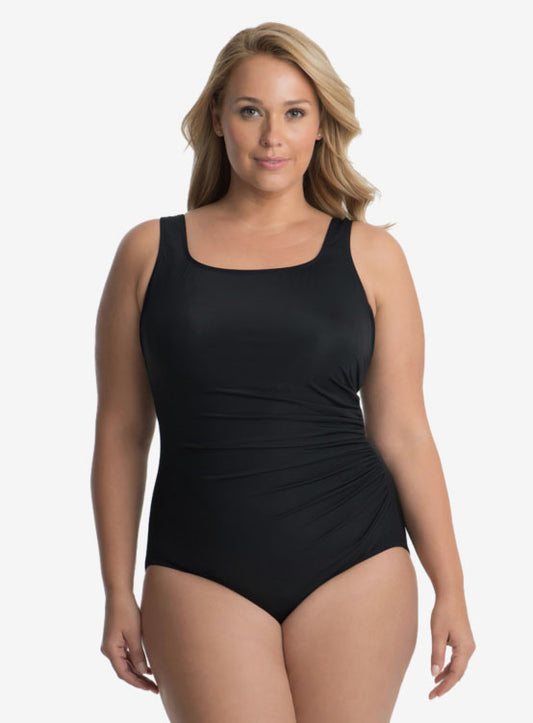 Women's Plus Solid Sideswipe Swimsuit