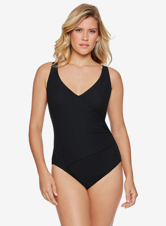 Half Moon Texture Faux Surplice Tank