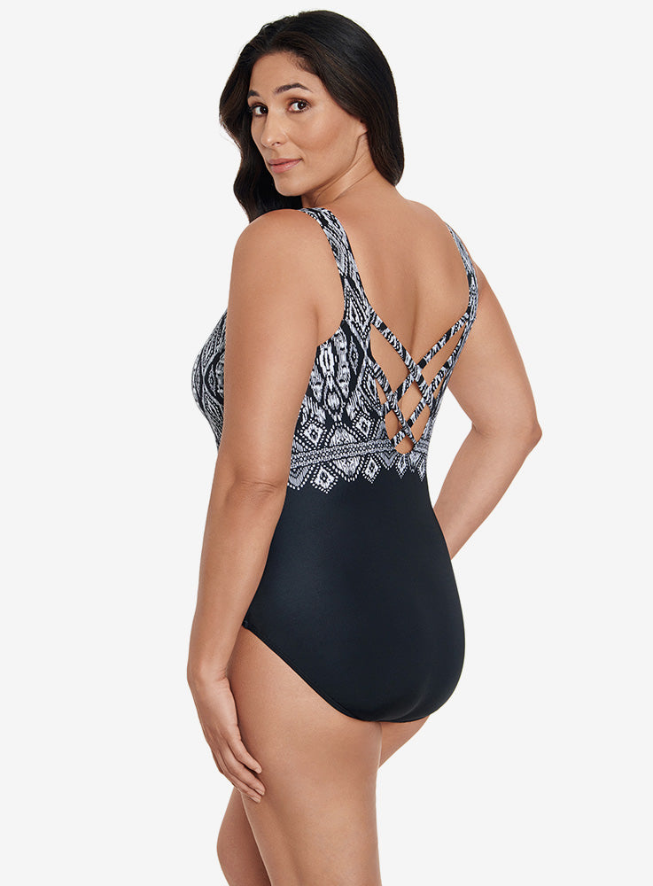 Lace Affair Double X-Back Tank Long Torso Swimsuit