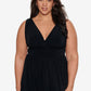 Women's Plus Black Tie Goddess Long Torso Flyaway Swimdress