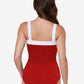 Pin Dot Square Neck One Piece Swimsuit
